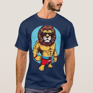 Lejon med stil i brottning t shirt