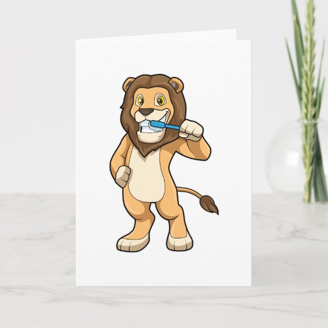 Lejon med tandborste kort (Framsida)