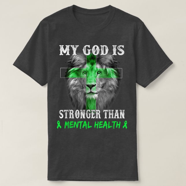Lejon min Gud är starkare än psykiatrisk vård T Shirt (Design framsida)