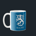 Lejon mugg för SUOMI Finland<br><div class="desc">Härlig mörk - slösa muggen med Finland/SUOMI text i vit och den lejona finskan. Den dubbla designen så avbildar kan ses från båda sidor av koppen. Denna är en historisk symbol som symboliserar Finland och,  har använts på mynt,  frimärken,  flaggor,  och andra objekt av medborgare intresserar.</div>