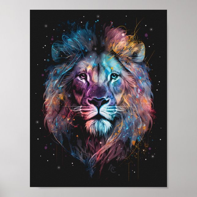 Lejon Nebular - Graffiti Neon Bläck Stänk Sweatshi Poster (Framsidan)