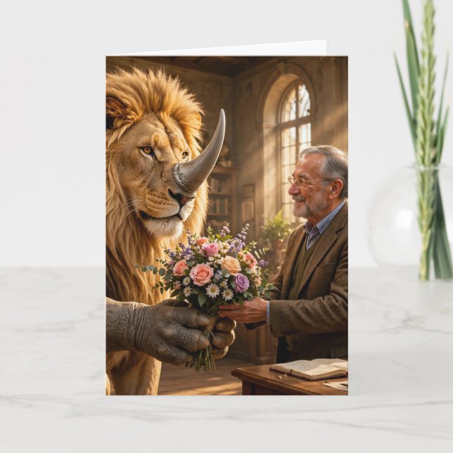 Lejon Noshörning Blomleverans  Kort (Framsida)