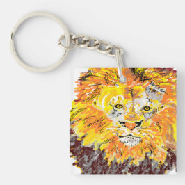 Lejon nyckelkedja för rektanglar (dubbla-sida)