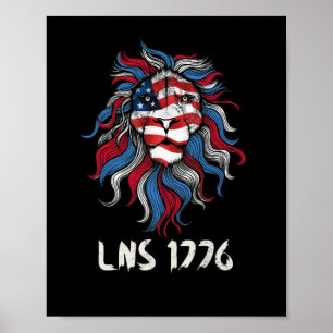 Lejon Oberoende av USA flagga 1776 Poster