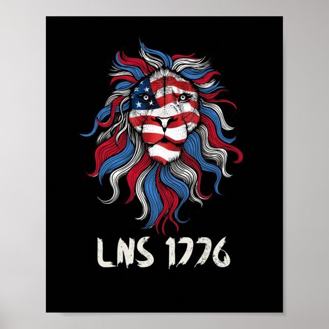 Lejon Oberoende av USA flagga 1776 Poster (Framsidan)