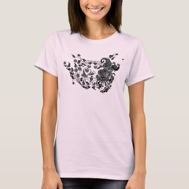 Lejon och 獅 子 葡 萄 tee shirt (Framsida)