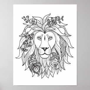 Lejon och blommaklotter 2 poster