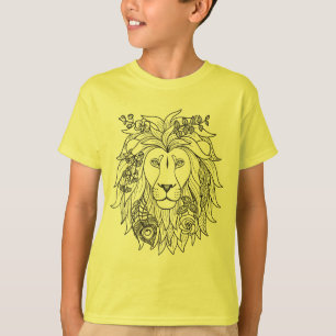 Lejon och blommaklotter t shirt