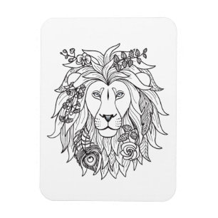Lejon och blommor Doodle Magnet