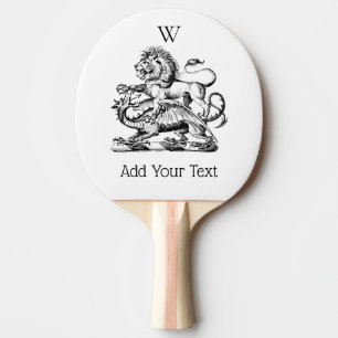 Lejon och Dragon Heraldic Vapensköld Emblem Monogr Pingisracket