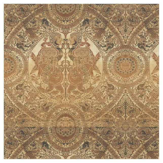 Lejon och Harpies Mönster under medeltiden i 12:e Tyg (Närbild)