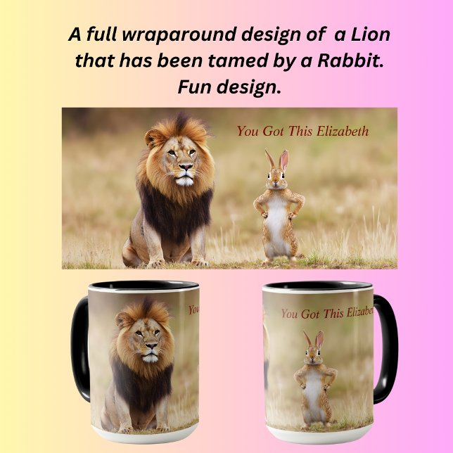 Lejon och kanin rolig design mugg (Skapare uppladdad)