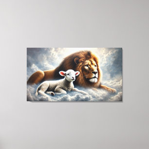 Lejon och Lamb Canvas Art