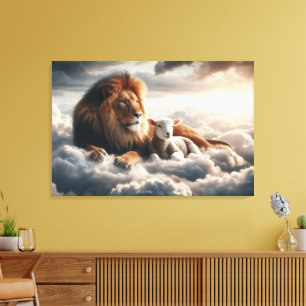 Lejon och Lamb Canvas Art