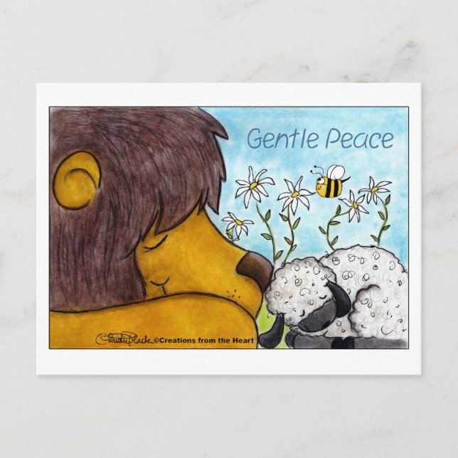 Lejon och Lamb Gentle Peace Vykort (Framsida)