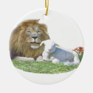 Lejon och Lamb Kristian-konsten Julgransprydnad Keramik