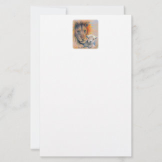 Lejon och lamm brevpapper, 5,5" x 8,5" brevpapper