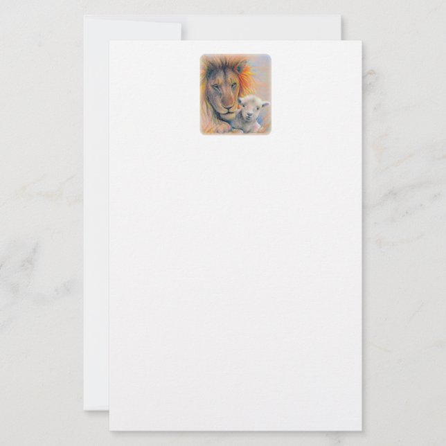 Lejon och lamm brevpapper, 5,5" x 8,5" brevpapper (Framsida)