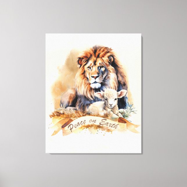 Lejon och lamm julskylt canvastryck (Framsida)