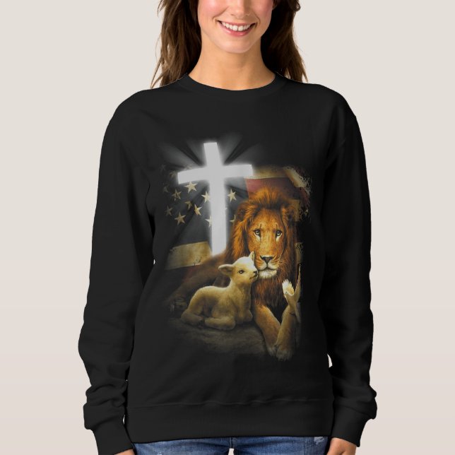 Lejon och lamm Kor Jesus Kristus T Shirt (Framsida)