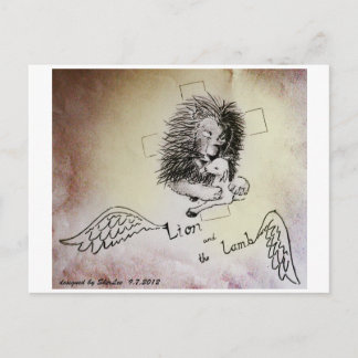 Lejon och lamm vykort