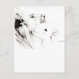 Lejon och lamm vykort