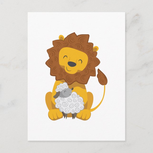 LEJON OCH LAMMA VYKORT (Framsida)