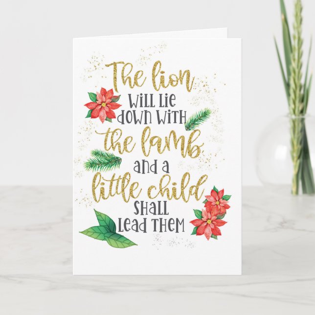 Lejon och lammisk fred och välsignelse vid jul kort (Framsida)