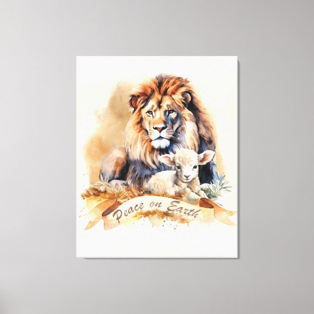 Lejon och lammisk julklapp canvastryck (Framsida)