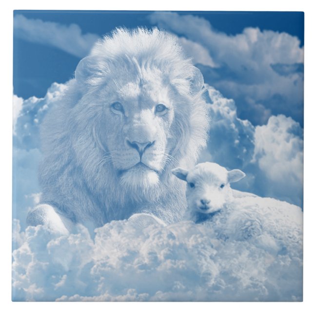 Lejon- och lammplattan kakelplatta (Framsidan)