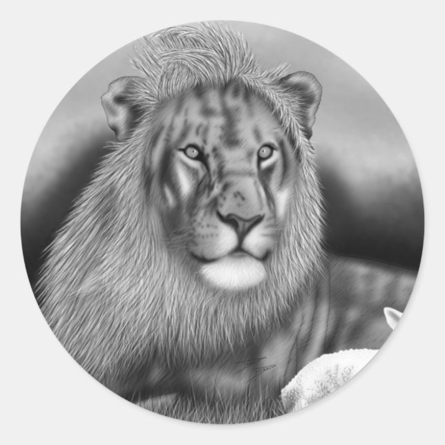 Lejon och lampa runt klistermärke (Framsida)