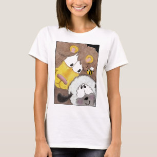 Lejon och lampa upp nära t-shirt