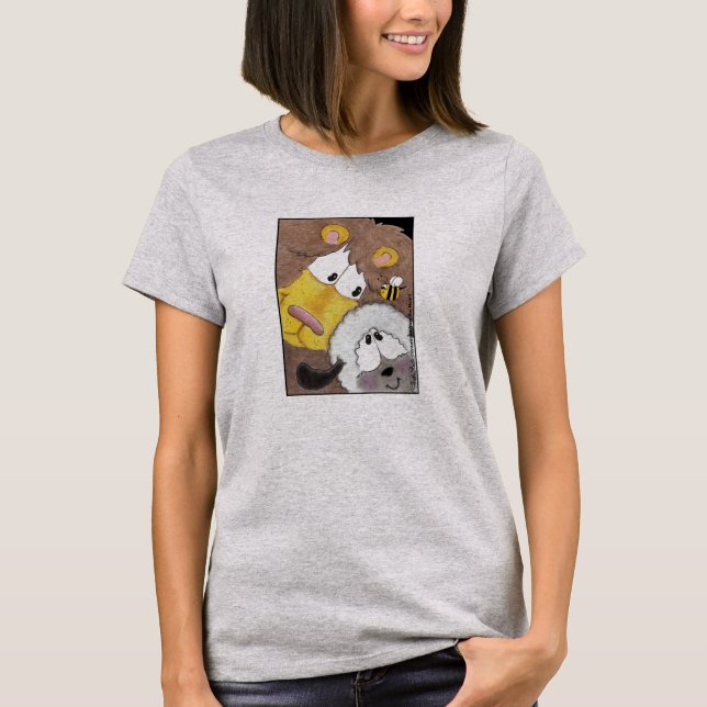 Lejon och lampa upp nära tee shirt (Framsida)
