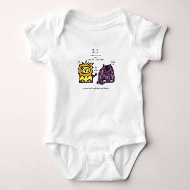 Lejon och Lhasa Apso baby-kroppsdräkt T Shirt (Framsida)
