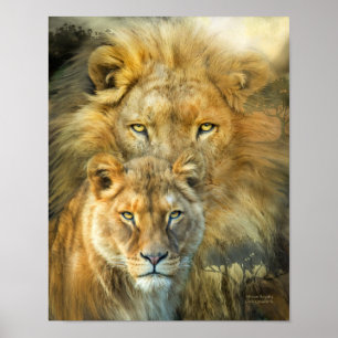 Lejon och lionesisk Royalty Art Poster/prinr Poster