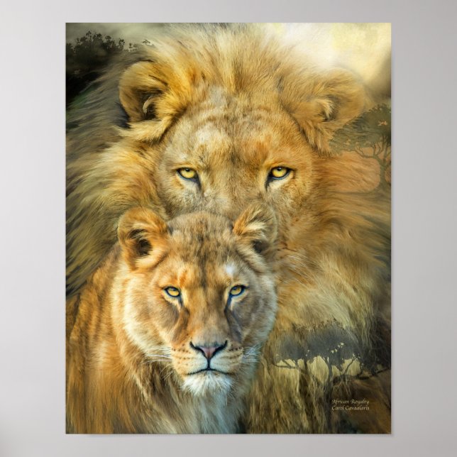 Lejon och lionesisk Royalty Art Poster/prinr Poster (Framsidan)