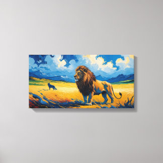 Lejon och Varg - Van Gogh Stil Art Canvastryck