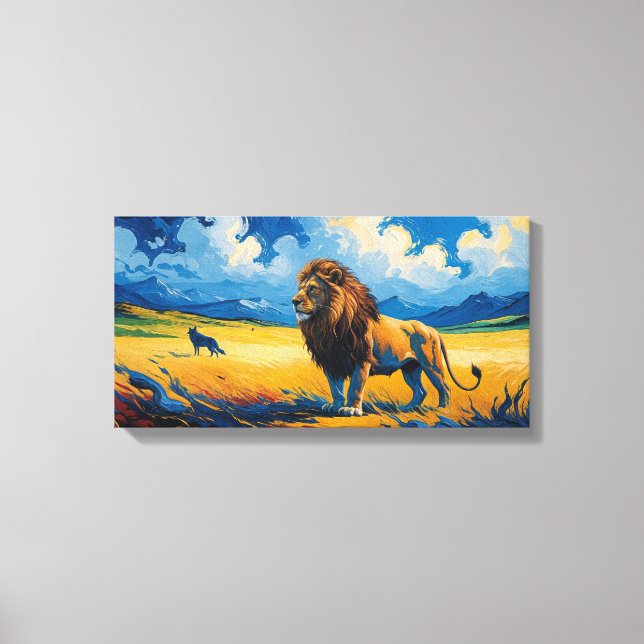 Lejon och Varg - Van Gogh Stil Art Canvastryck (Framsida)