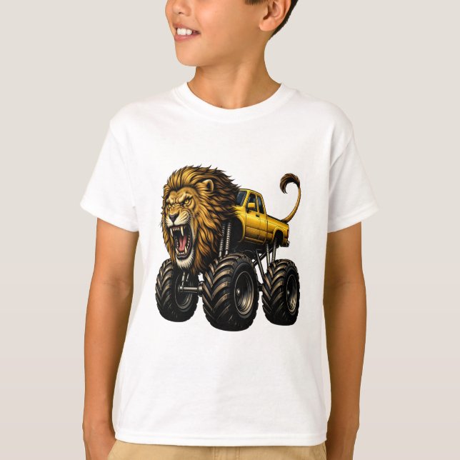 Lejon Off Road Monster Truck T Shirt (Framsida)