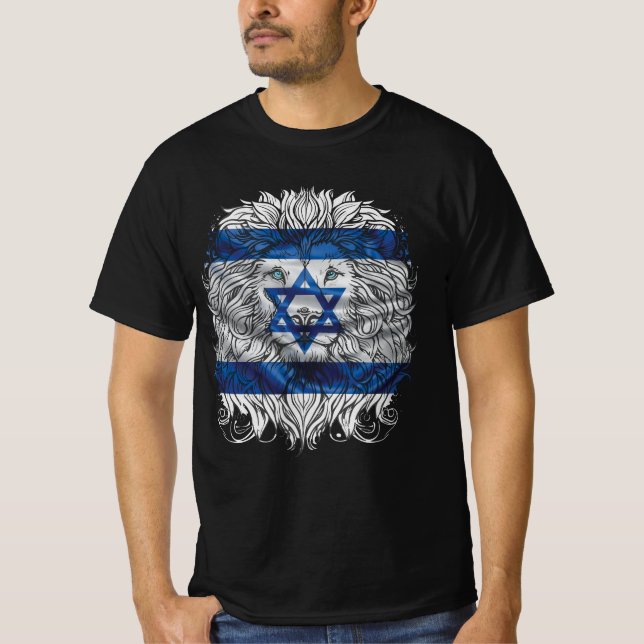 Lejon om det judiska Pridet Israel Flagga Jerusale T Shirt (Framsida)