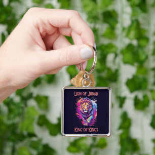 Lejon om Judah Christian Faith Jesus Gift Fyrkantig Silverfärgad Nyckelring