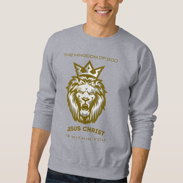 Lejon om Judah Christian Sweatshirt- Konungariket  Lång Ärmad Tröja (Framsida)