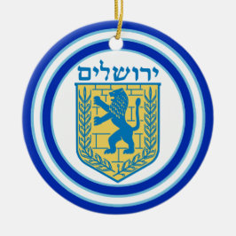 Lejon om Judah Emblem Jerusalem Hebrew Julgransprydnad Keramik