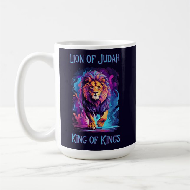 Lejon om Judah Faith Jesus Christian Gift Kaffemugg (Vänster)