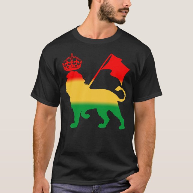 Lejon om judah - Jamaica Färg T Shirt (Framsida)