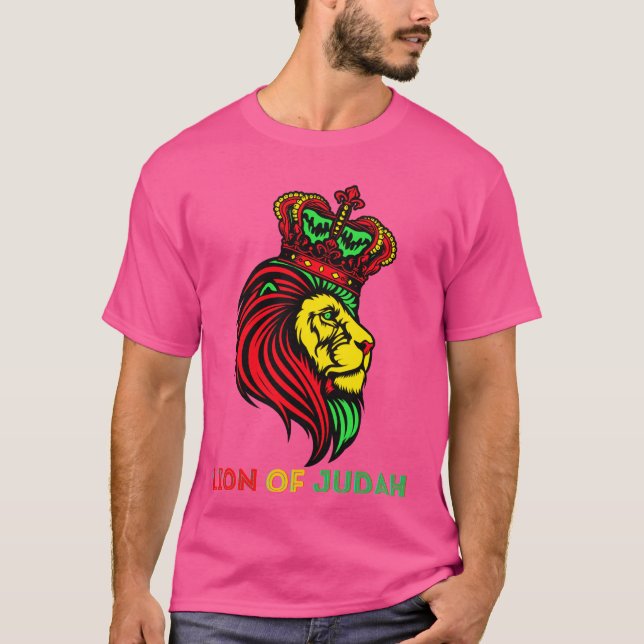Lejon om Judah Jesus Kung i Jungle Lejon Leo T Shirt (Framsida)