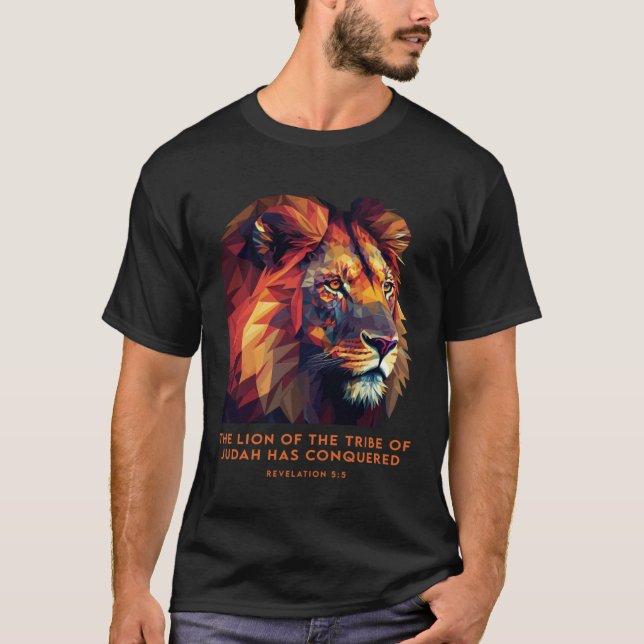Lejon om Judah Jesus Revelation Bible Verse Christ T Shirt (Framsida)