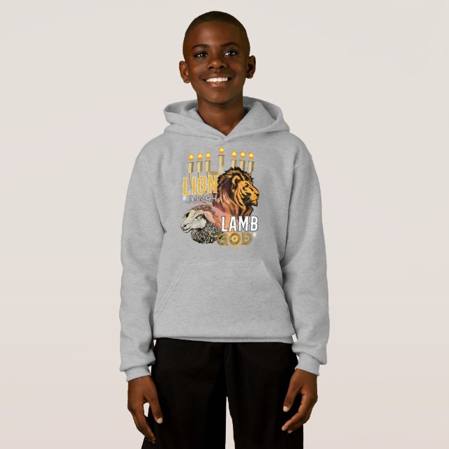 Lejon om Judah Lamb of God Boy's Hoodie T Shirt (Hel framsida)