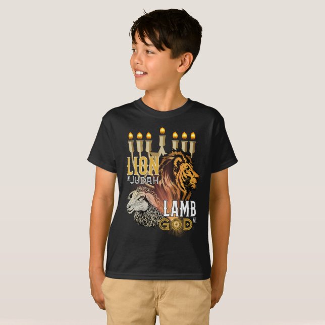 Lejon om Judah Lamb of God Boy's T-Shirt (Hel framsida)