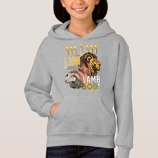 Lejon om Judah Lamb of God Girl's Hoodie T Shirt (Framsida)
